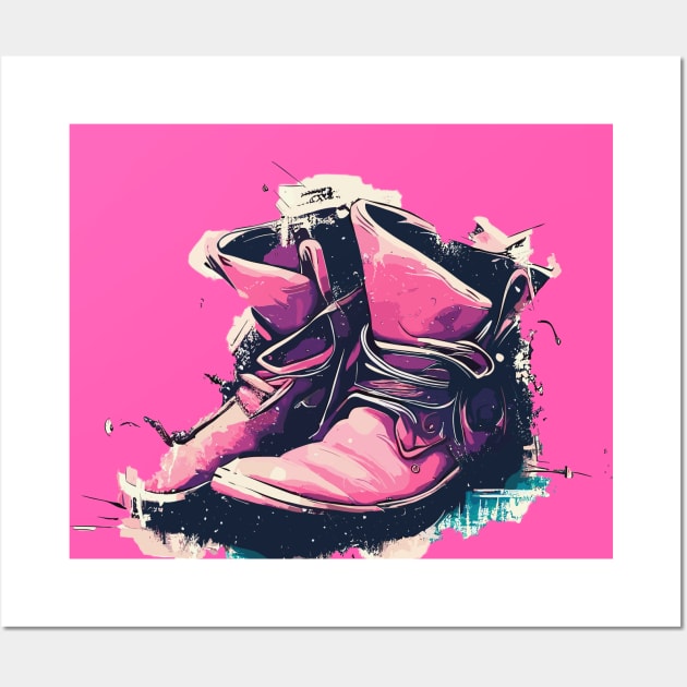 Street art vintage graffiti pink cowboy shoes Wall Art by TomFrontierArt